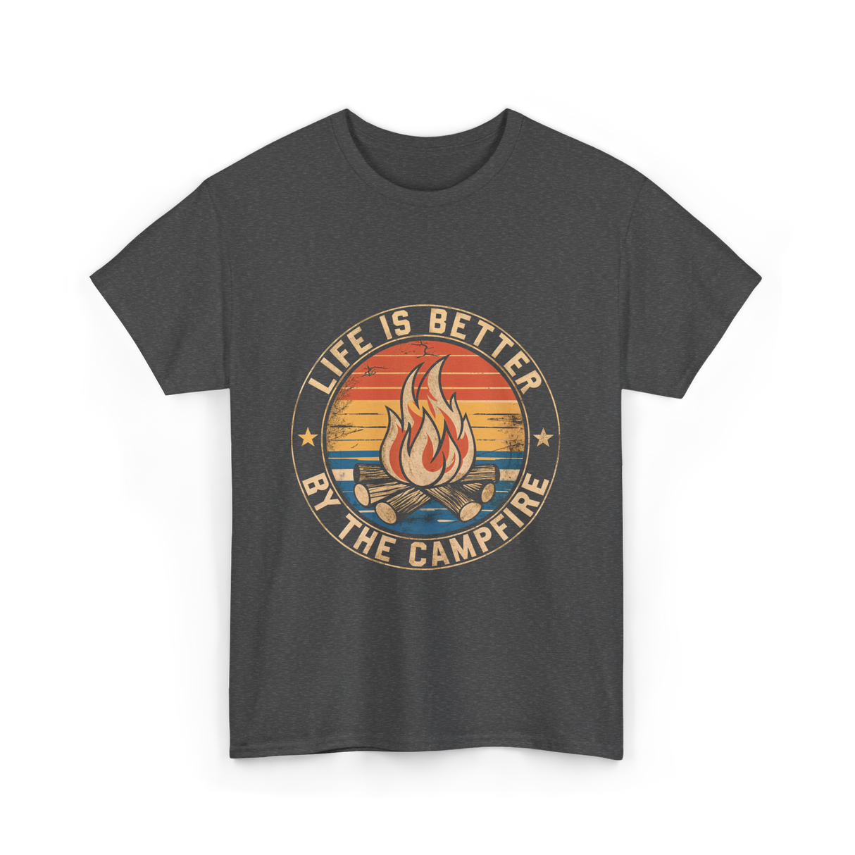 Life is Better By The Campfire Camping T-Shirt - Dark Heather