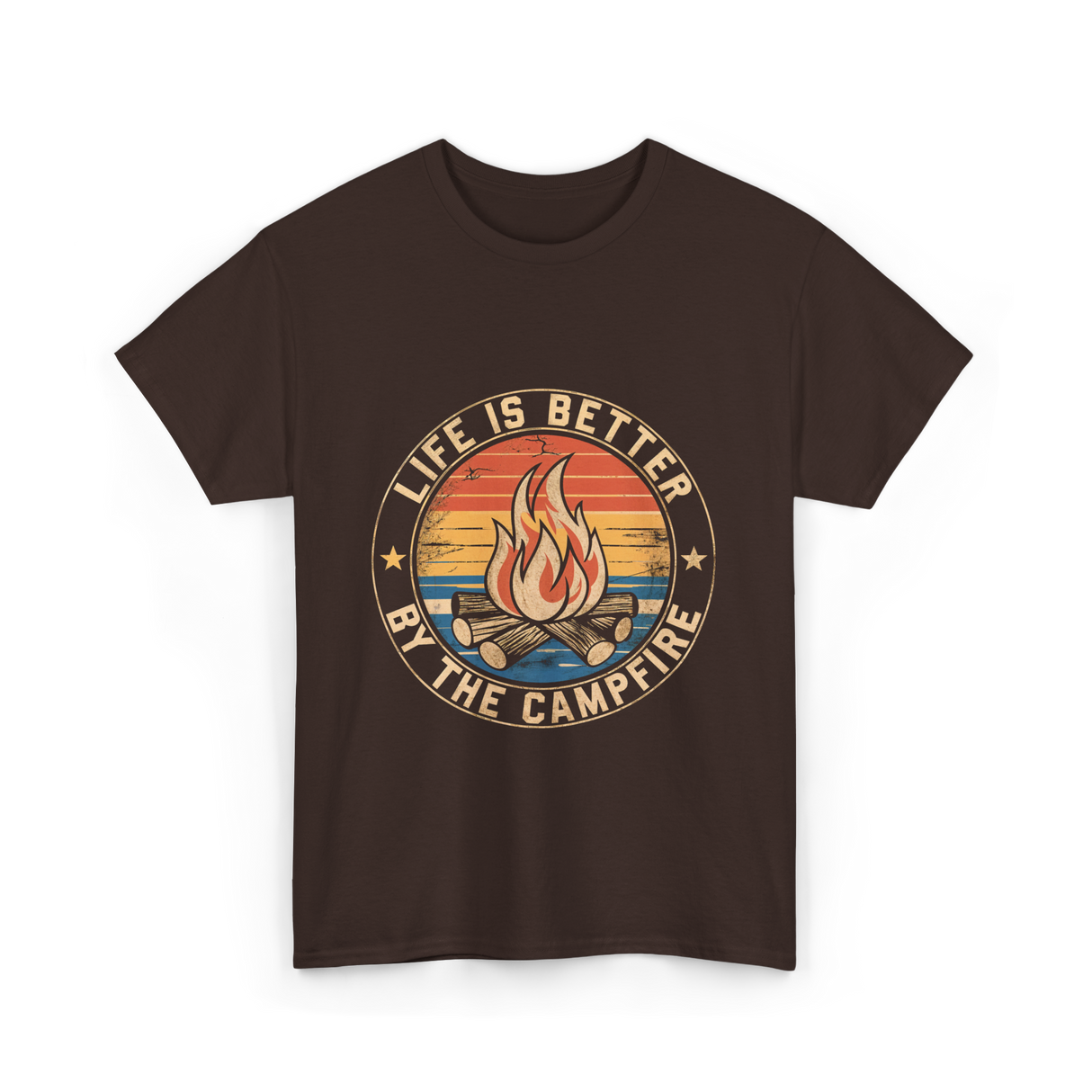 Life is Better By The Campfire Camping T-Shirt - Dark Chocolate