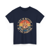 Life is Better By The Campfire Camping T-Shirt - Navy