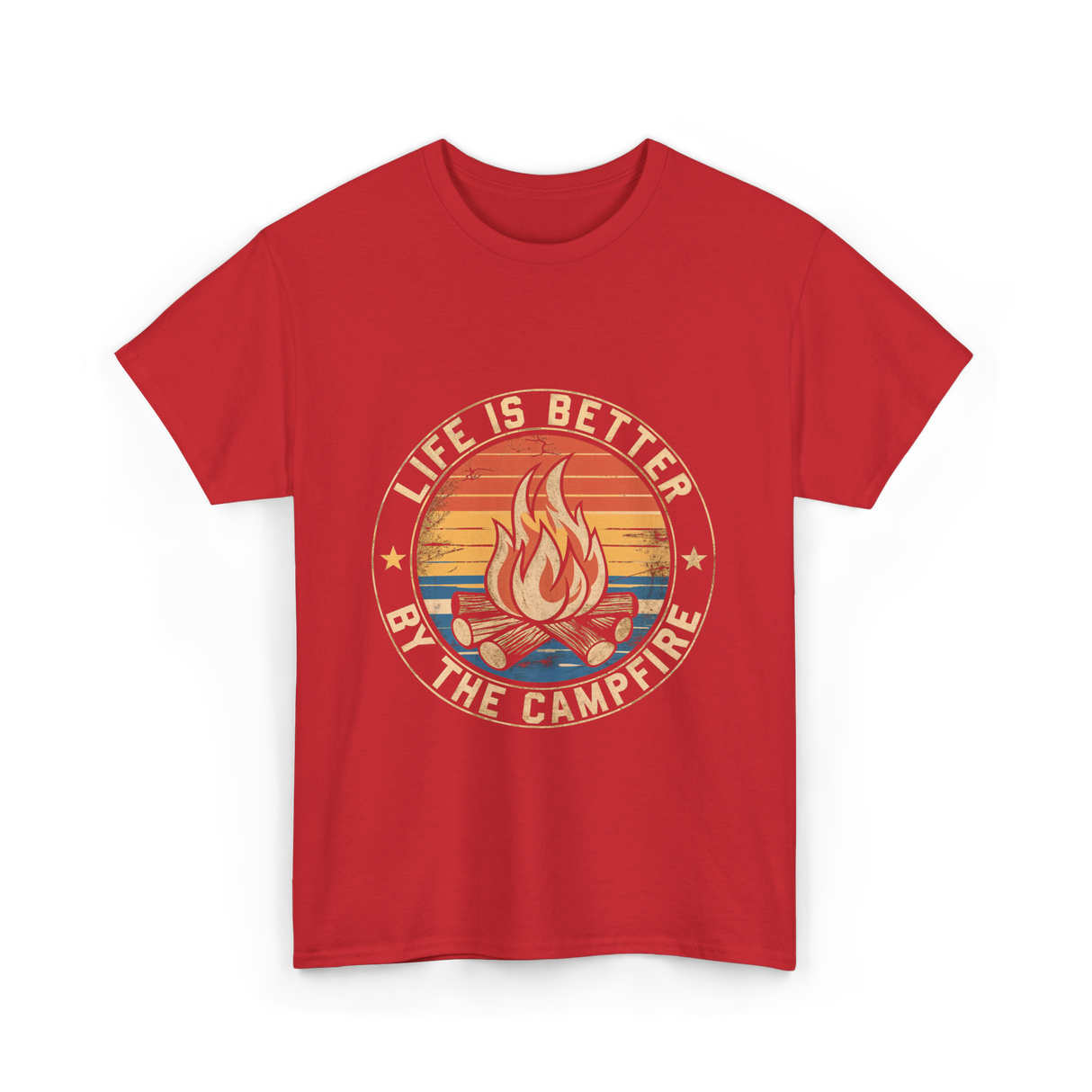 Life is Better By The Campfire Camping T-Shirt - Red