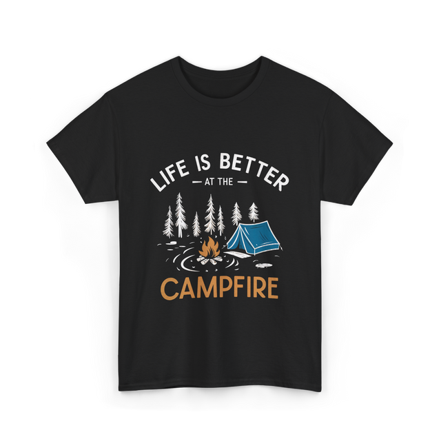 Life Is Better Campfire Camping T-Shirt - Black