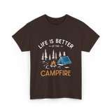 Life Is Better Campfire Camping T-Shirt - Dark Chocolate