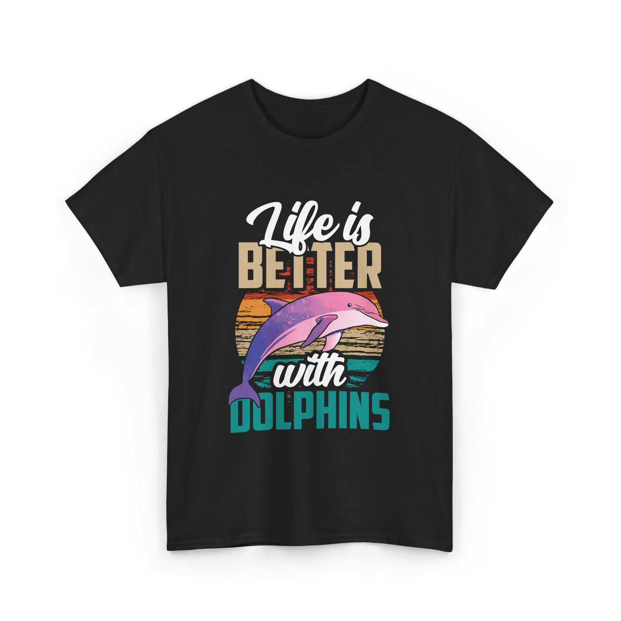 Life is Better Dolphins Dolphin Lover T-Shirt - Black