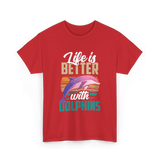 Life is Better Dolphins Dolphin Lover T-Shirt - Red