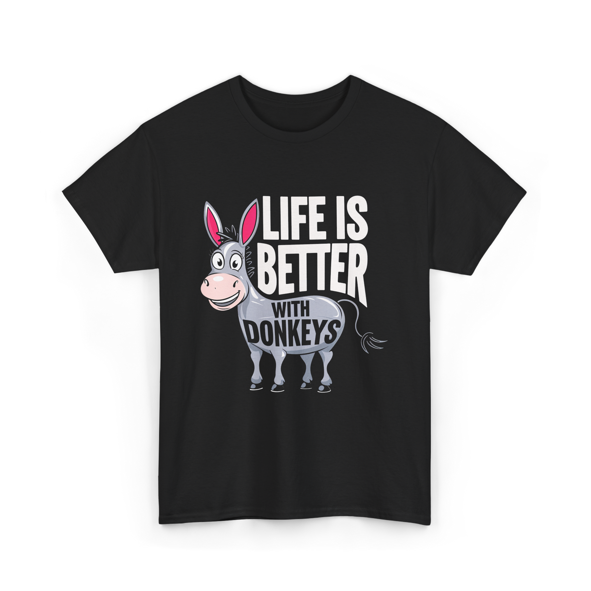 Life Is Better Donkeys T-Shirt - Black