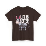 Life Is Better Donkeys T-Shirt - Dark Chocolate