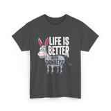 Life Is Better Donkeys T-Shirt - Dark Heather