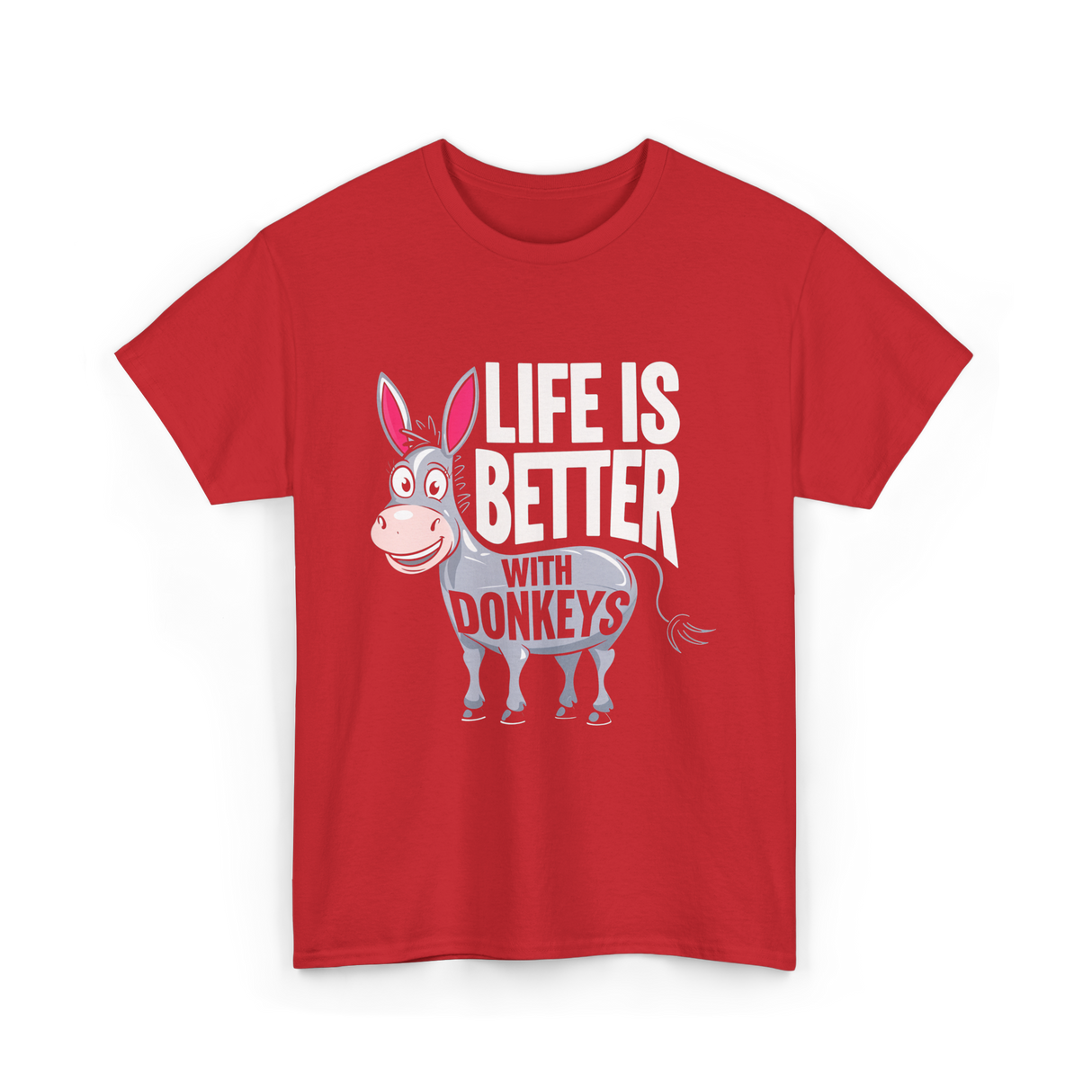 Life Is Better Donkeys T-Shirt - Red