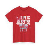 Life Is Better Donkeys T-Shirt - Red