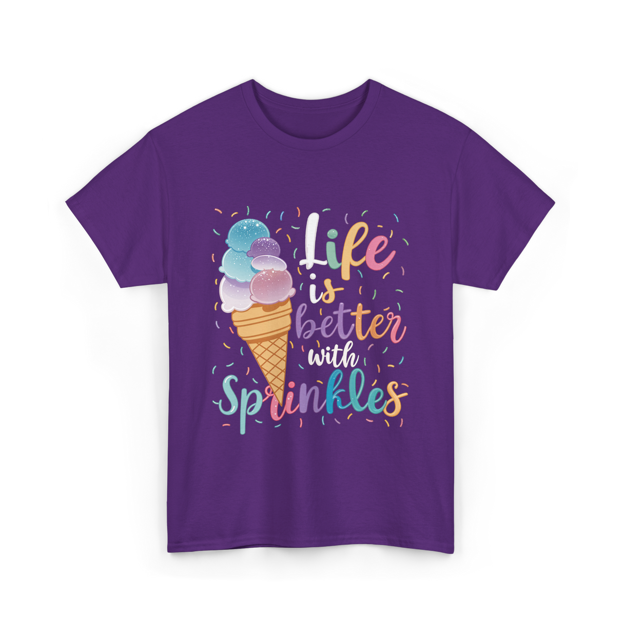 Life is Better Sprinkles Ice Cream T-Shirt - Purple