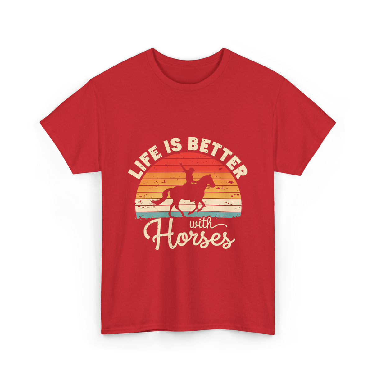 Life Is Better With Horses Riding T-Shirt - Red