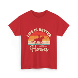 Life Is Better With Horses Riding T-Shirt - Red