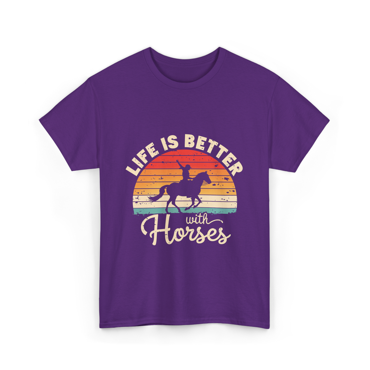 Life Is Better With Horses Riding T-Shirt - Purple