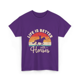 Life Is Better With Horses Riding T-Shirt - Purple