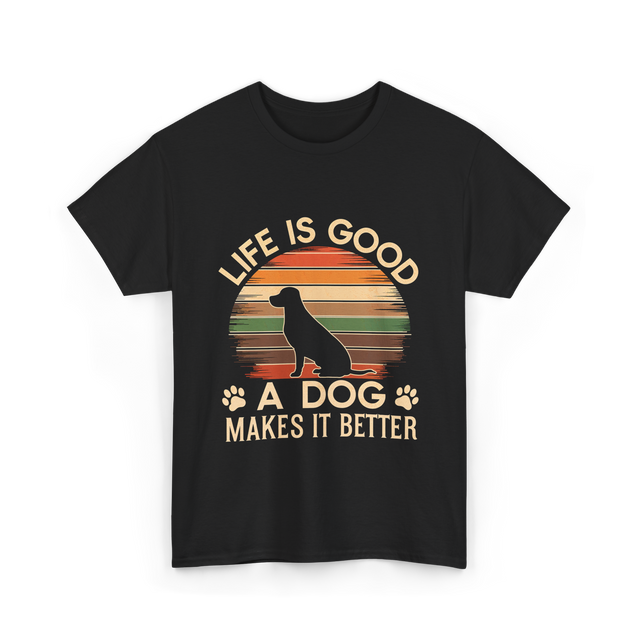 Life Is Good Dog T-Shirt - Black