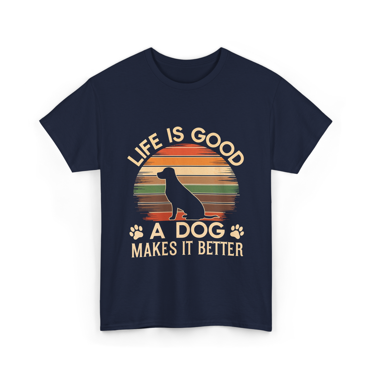 Life Is Good Dog T-Shirt - Navy