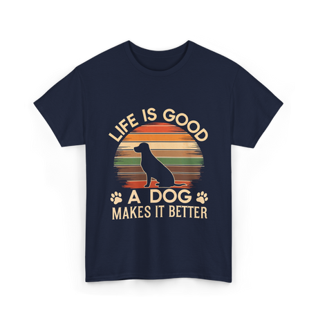 Life Is Good Dog T-Shirt - Navy