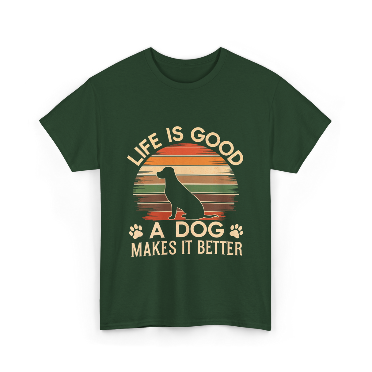 Life Is Good Dog T-Shirt - Forest Green