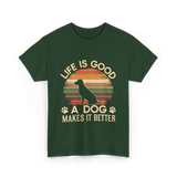 Life Is Good Dog T-Shirt - Forest Green