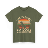 Life Is Good Dog T-Shirt - Military Green