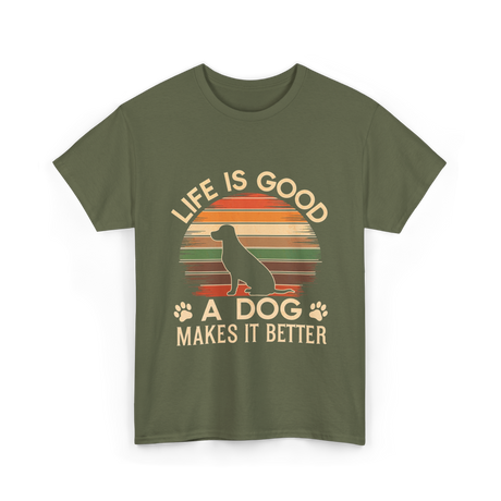 Life Is Good Dog T-Shirt - Military Green