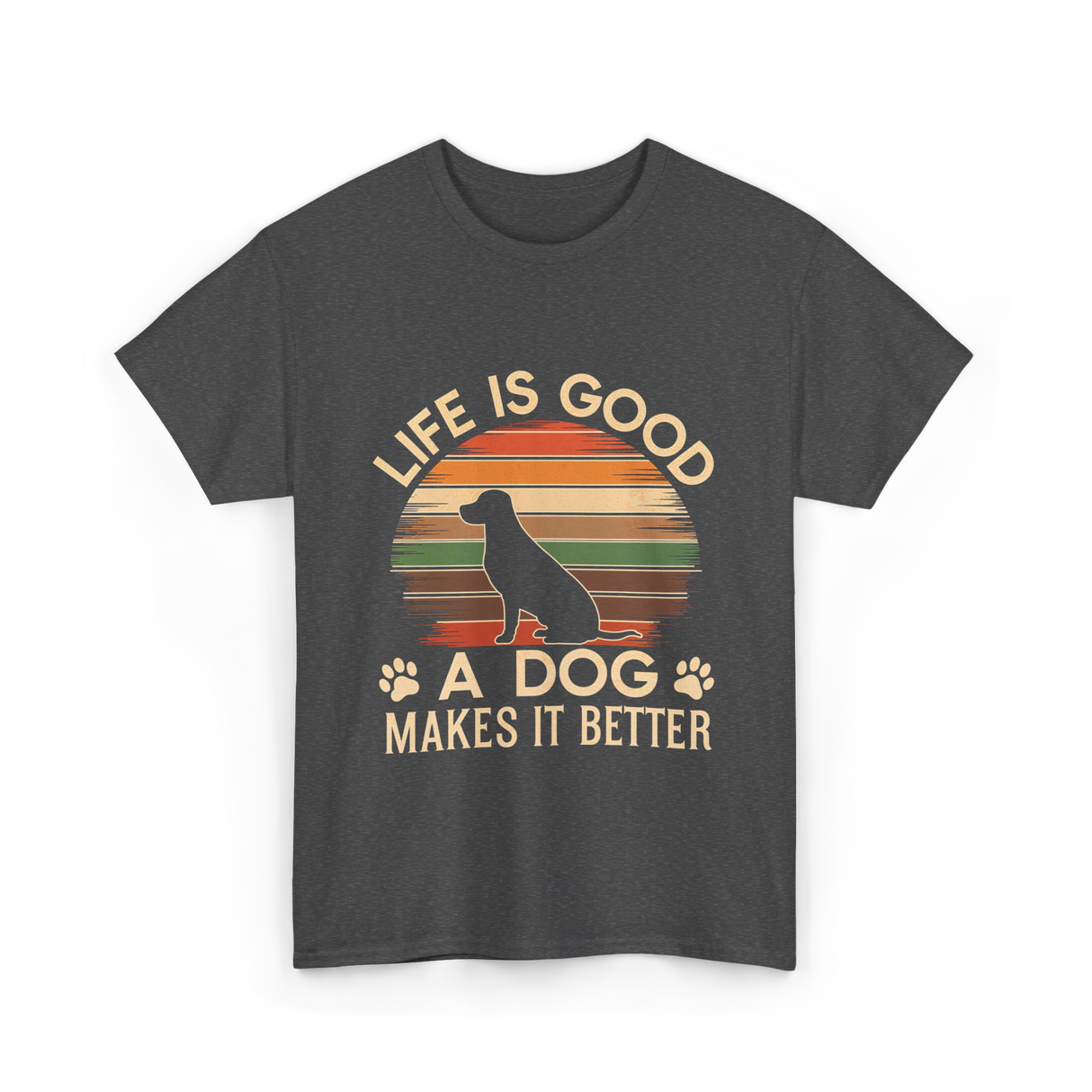 Life Is Good Dog T-Shirt - Dark Heather