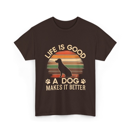 Life Is Good Dog T-Shirt - Dark Chocolate