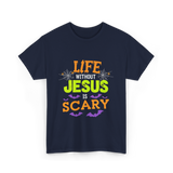 Life Without Jesus Scary T-Shirt - Navy