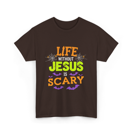 Life Without Jesus Scary T-Shirt - Dark Chocolate