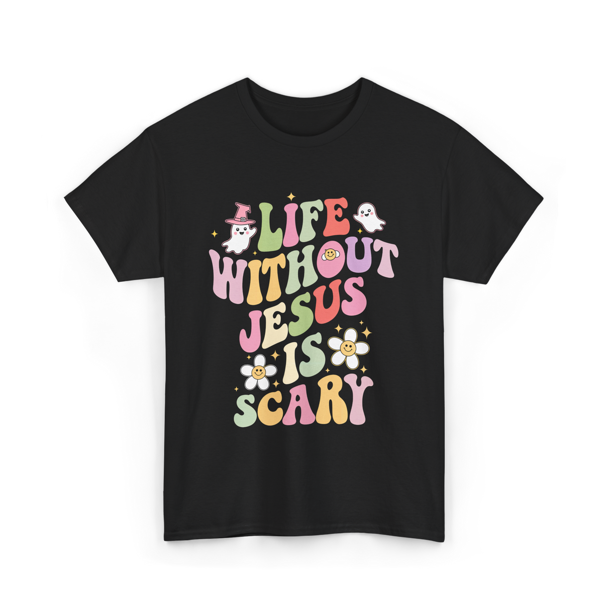 Life Without Us Jesus Scary T-Shirt - Black