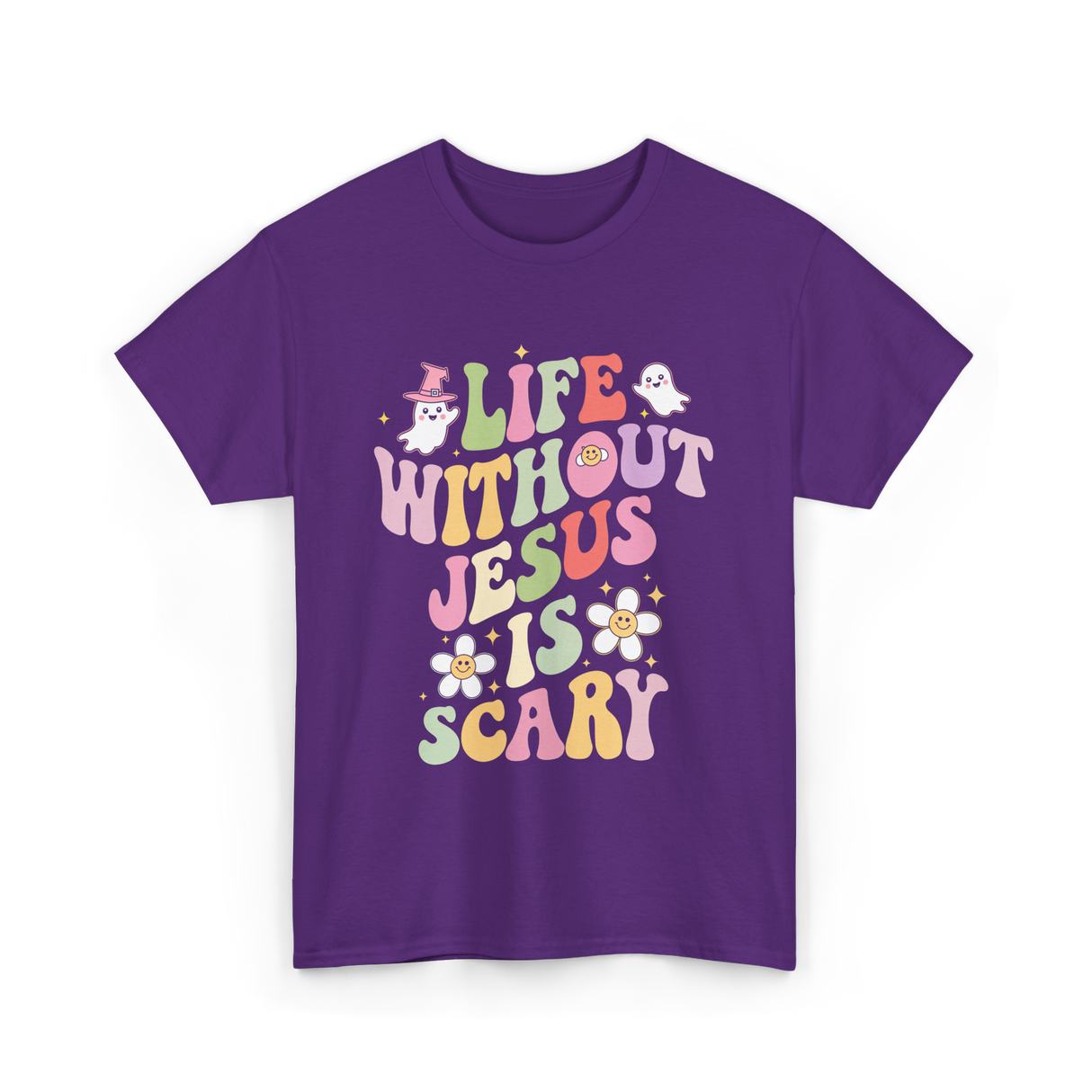 Life Without Us Jesus Scary T-Shirt - Purple