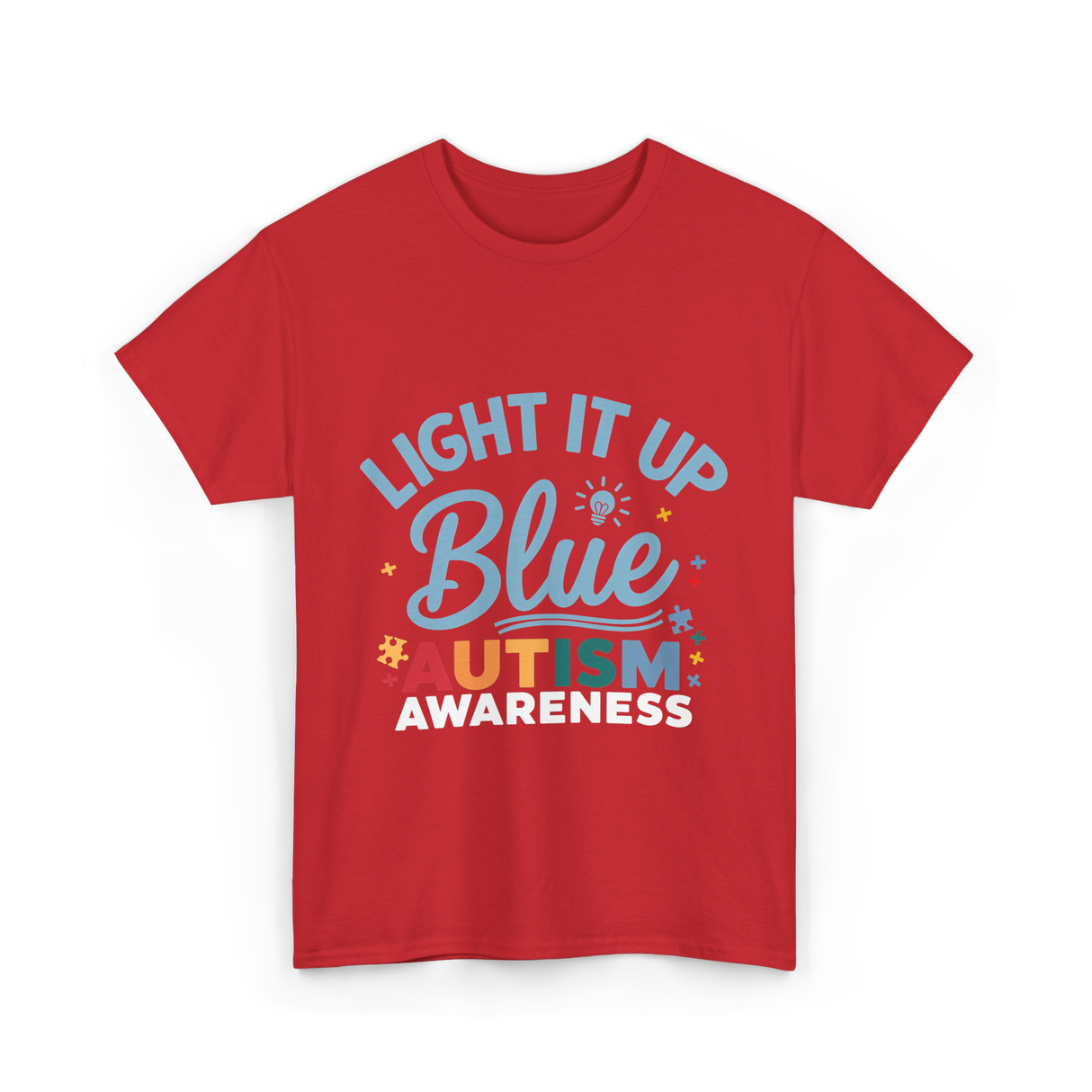 Light It Up Blue Autism Awareness T-Shirt - Red