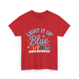 Light It Up Blue Autism Awareness T-Shirt - Red