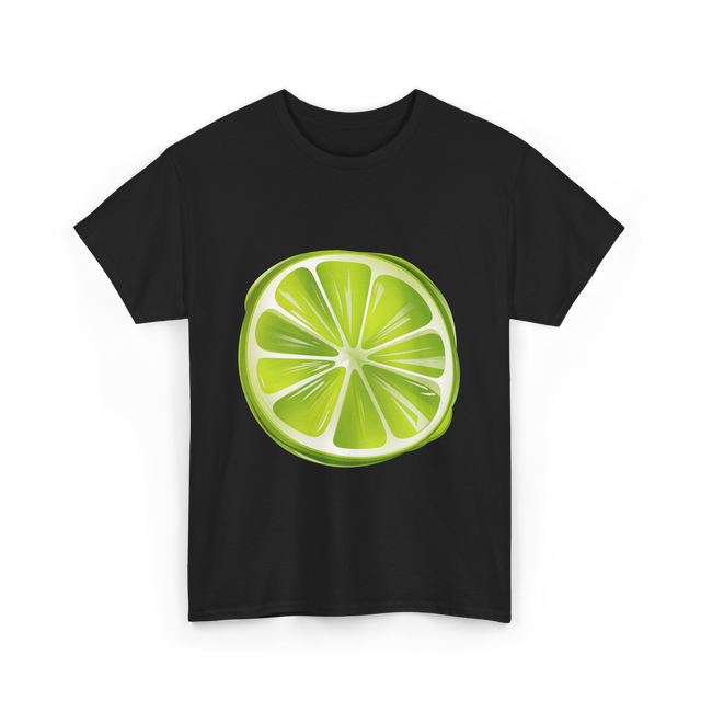 Lime Slice Fruit Design T-Shirt - Black