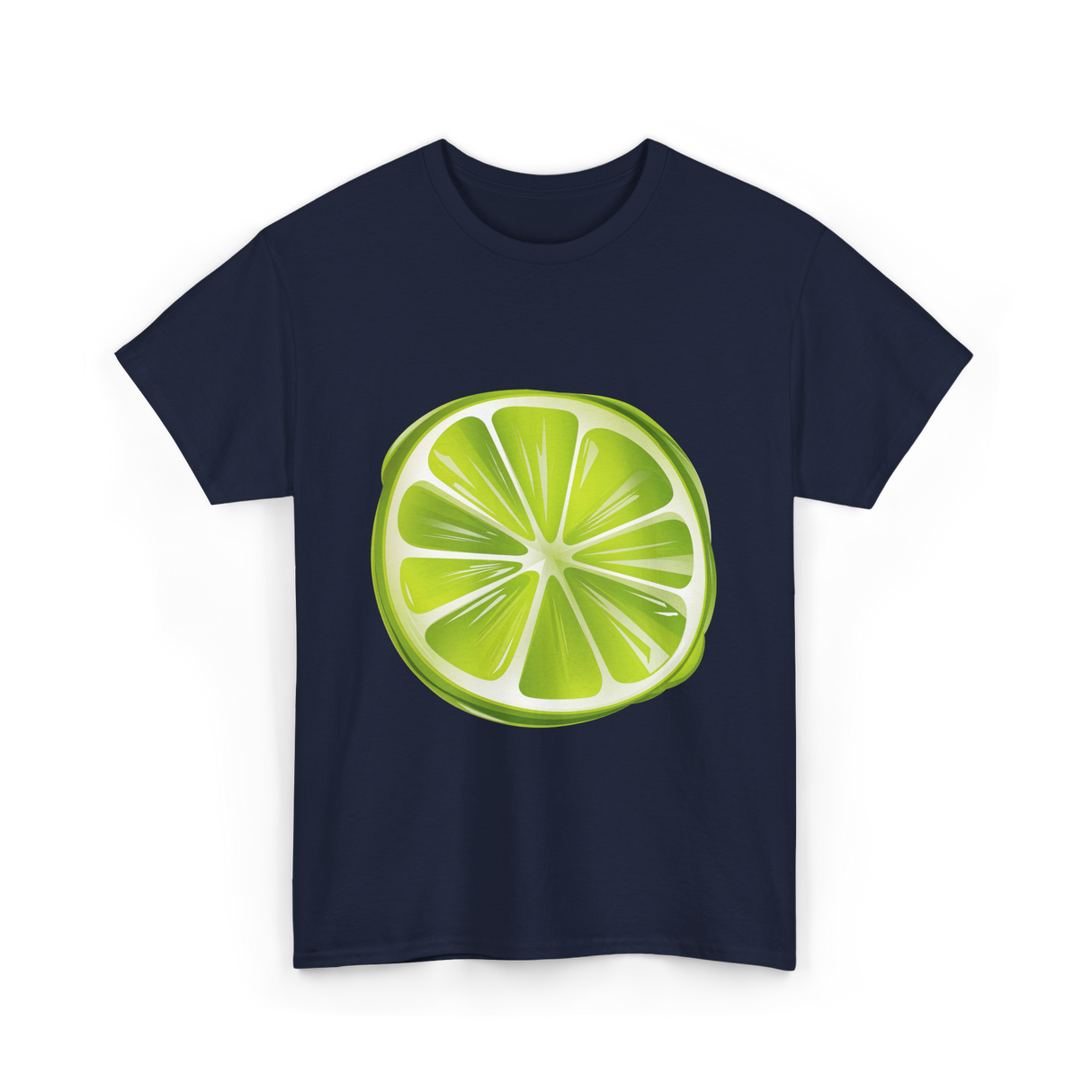 Lime Slice Fruit Design T-Shirt - Navy