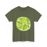 Lime Slice Fruit Design T-Shirt - Military Green