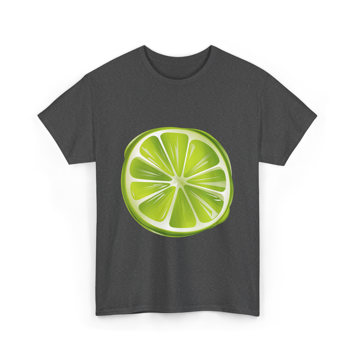 Lime Slice Fruit Design T-Shirt - Dark Heather