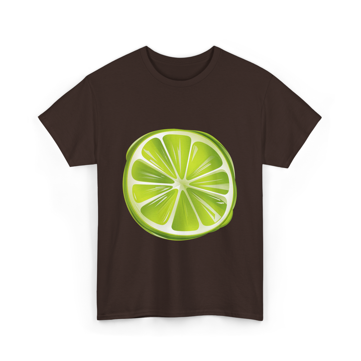 Lime Slice Fruit Design T-Shirt - Dark Chocolate