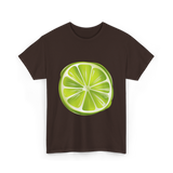 Lime Slice Fruit Design T-Shirt - Dark Chocolate