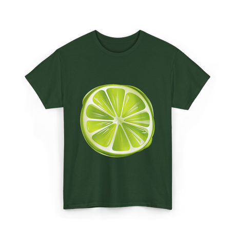 Lime Slice Fruit Design T-Shirt - Forest Green