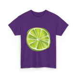 Lime Slice Fruit Design T-Shirt - Purple