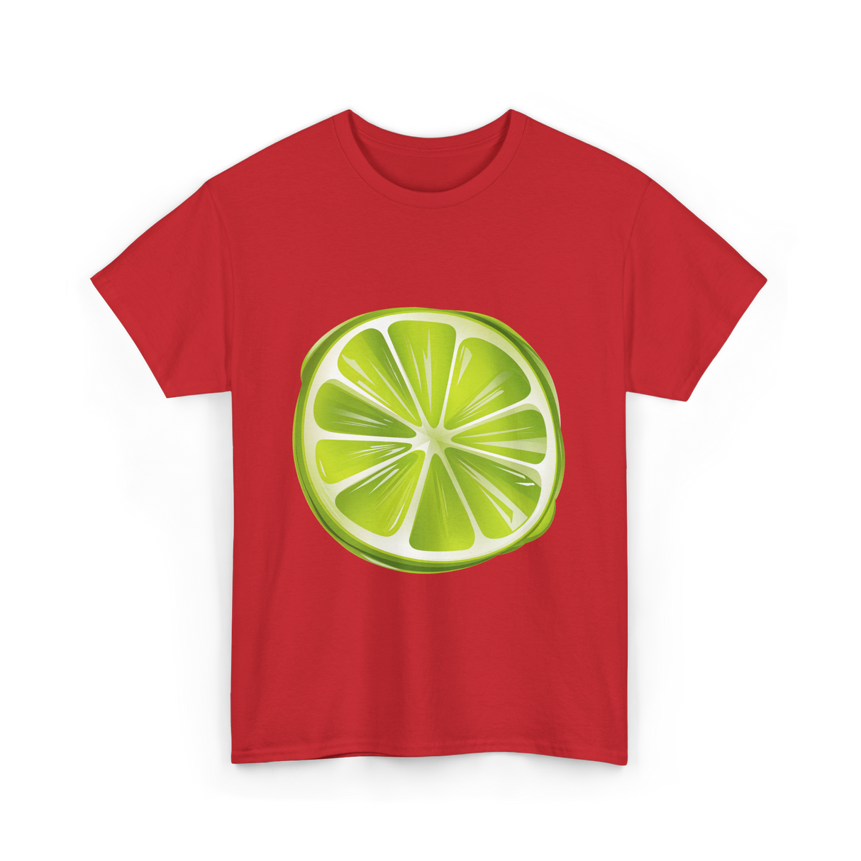 Lime Slice Fruit Design T-Shirt - Red