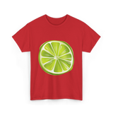 Lime Slice Fruit Design T-Shirt - Red