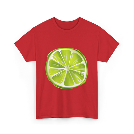 Lime Slice Fruit Design T-Shirt - Red