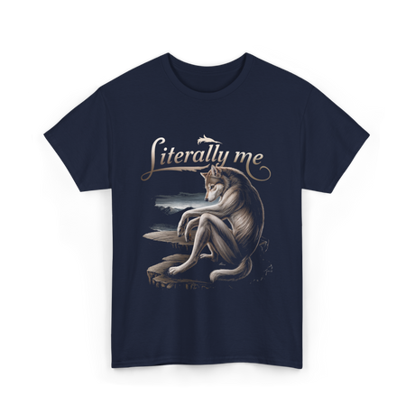 Literally Me Wolf Artwork T-Shirt - Navy