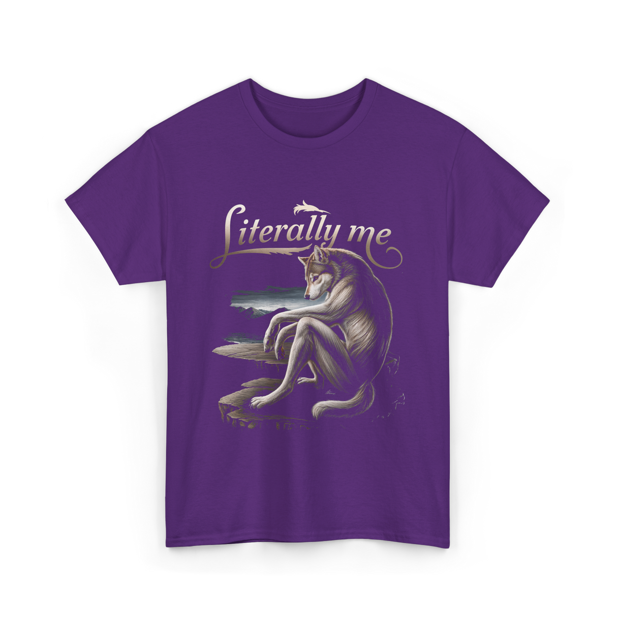 Literally Me Wolf Artwork T-Shirt - Purple