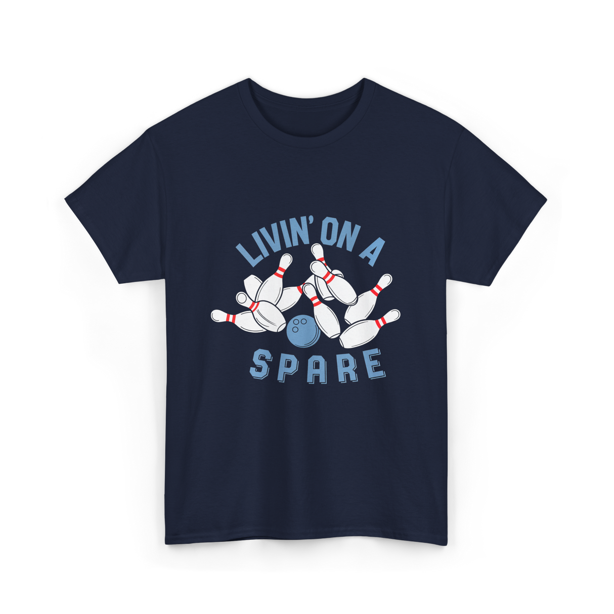 Livin on a Spare Bowling T-Shirt - Navy