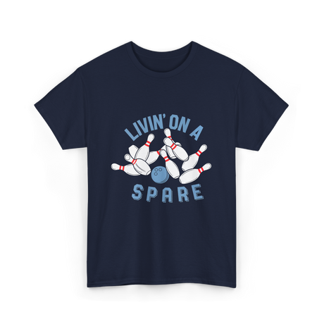 Livin on a Spare Bowling T-Shirt - Navy