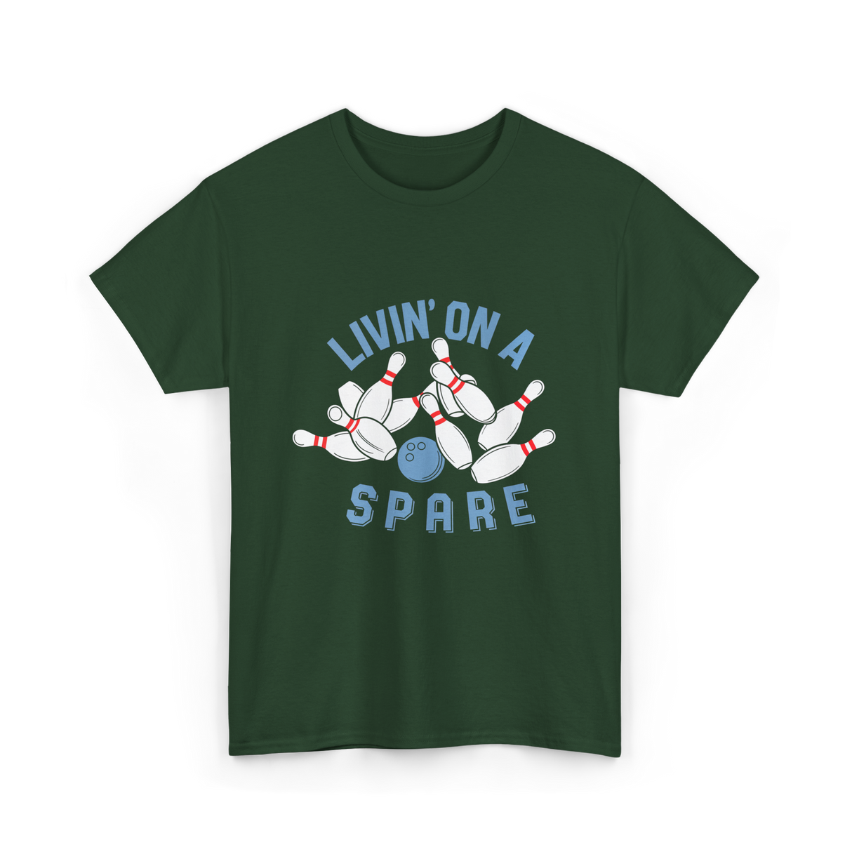 Livin on a Spare Bowling T-Shirt - Forest Green