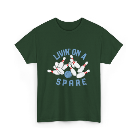 Livin on a Spare Bowling T-Shirt - Forest Green